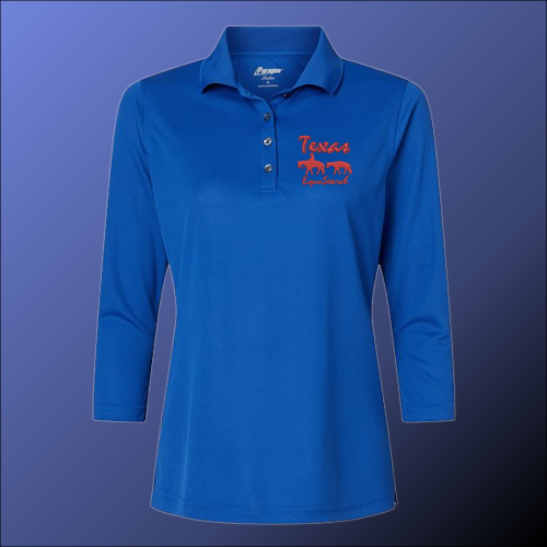 paragon 3/4 sleeve ladies polo royal blue
